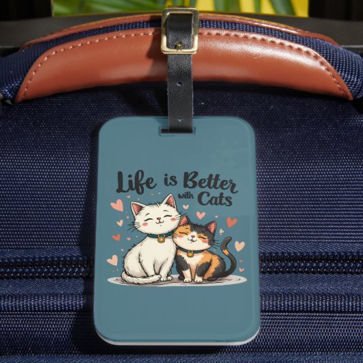Het leven is beter met Schattigee Cat Aesthetic Bagagelabel (Voorkant Insitu 2)