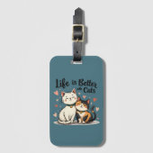 Het leven is beter met Schattigee Cat Aesthetic Bagagelabel (Voorkant (verticaal))