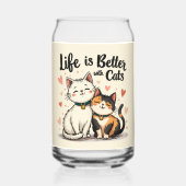 Het leven is beter met Schattigee Cat Aesthetic Blikvorm Glas (Voorkant)