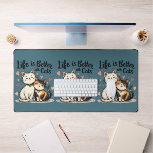 Het leven is beter met Schattigee Cat Aesthetic Bureaumat