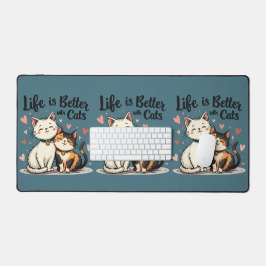 Het leven is beter met Schattigee Cat Aesthetic Bureaumat (Keyboard & Muis)