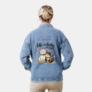 Het leven is beter met Schattigee Cat Aesthetic Denim Jacket