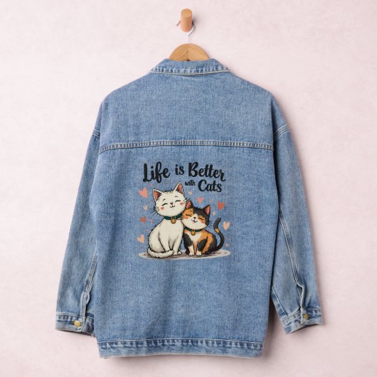 Het leven is beter met Schattigee Cat Aesthetic Denim Jacket (Hangar)