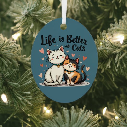 Het leven is beter met Schattigee Cat Aesthetic Metalen Ornament (Insitu)