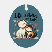 Het leven is beter met Schattigee Cat Aesthetic Metalen Ornament (Achterkant)