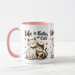 Het leven is beter met Schattigee Cat Aesthetic Mok