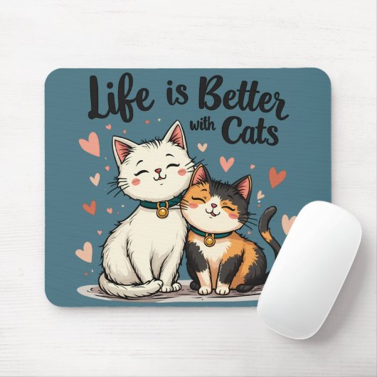 Het leven is beter met Schattigee Cat Aesthetic Muismat (Met muis)