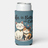 Het leven is beter met Schattigee Cat Aesthetic Seltzer Blikjeskoeler (Seltzer Achterkant)