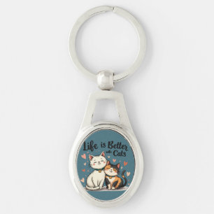 Het leven is beter met Schattigee Cat Aesthetic Sleutelhanger