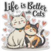 Het leven is beter met Schattigee Cat Aesthetic Sticker (Voorkant)