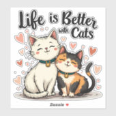 Het leven is beter met Schattigee Cat Aesthetic Sticker (Vel)