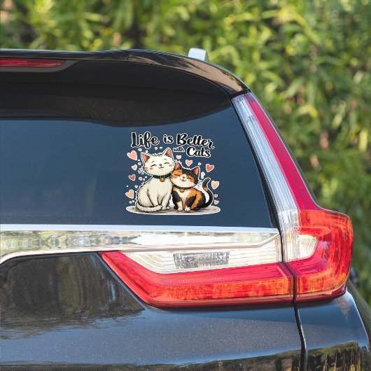 Het leven is beter met Schattigee Cat Aesthetic Sticker (Auto Zijkant)