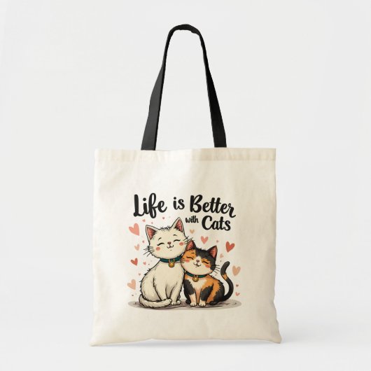 Het leven is beter met Schattigee Cat Aesthetic Tote Bag (Voorkant)