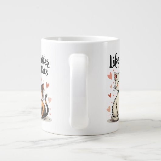 Het leven is beter met Schattigee esthetische katt Grote Koffiekop (Achterkant)