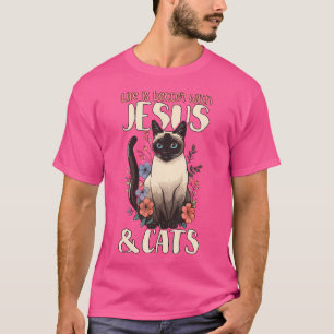 Het leven is beter met Siamese katten Jezus T-shirt