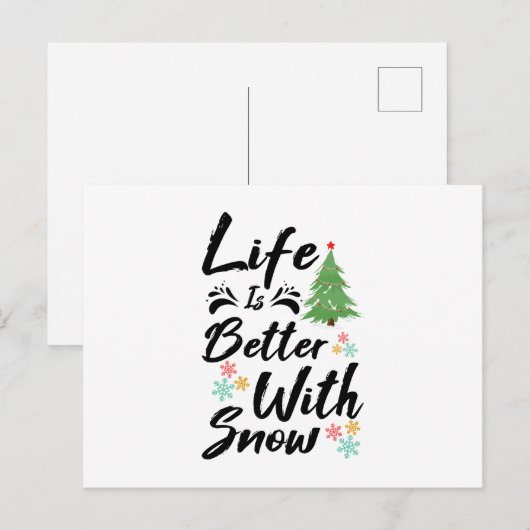 Het leven is beter met sneeuw briefkaart (Voorkant / Achterkant)