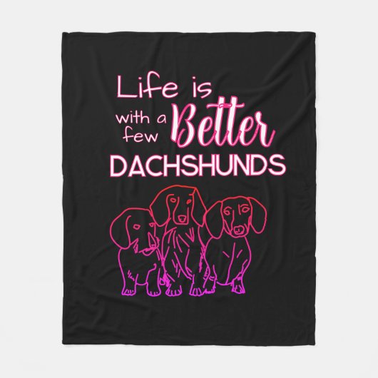 Het leven is beter met teckels neon roze doodle fleece deken (Voorkant)