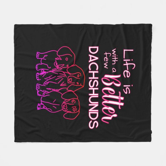 Het leven is beter met teckels neon roze doodle fleece deken (Voorkant (Horizontaal))