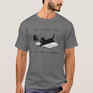 Het leven is beter met theatpotten en boeken.. gra t-shirt