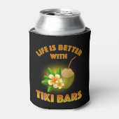 Het leven is beter met Tiki Bars Blikjeskoeler (Blikje Voorkant)