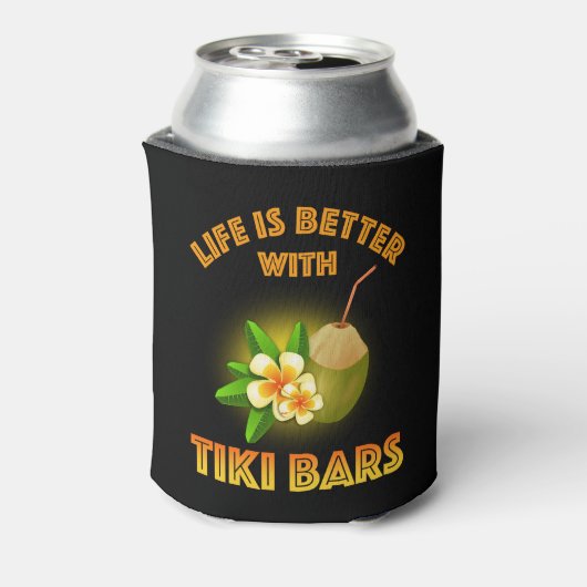 Het leven is beter met Tiki Bars Blikjeskoeler (Blikje Achterkant)