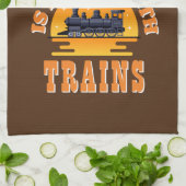 Het leven is beter met treinen - een geweldige sto theedoek (Gevouwen)