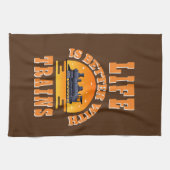 Het leven is beter met treinen - een geweldige sto theedoek (Horizontaal)