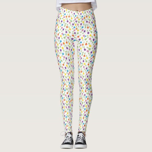 Het leven is beter met Tulpen - Kleurrijk patroon Leggings (Voorkant)
