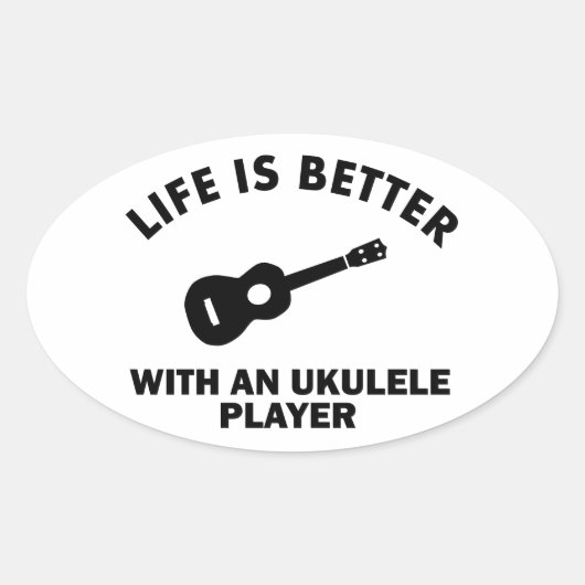 Het leven is beter met ukelele spelers ovale sticker (Voorkant)