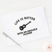 Het leven is beter met ukelele spelers ovale sticker (Envelop)
