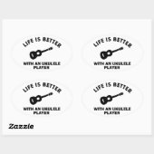 Het leven is beter met ukelele spelers ovale sticker (Vel)