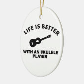 Het leven is beter met ukulele spelers keramisch ornament (Links)
