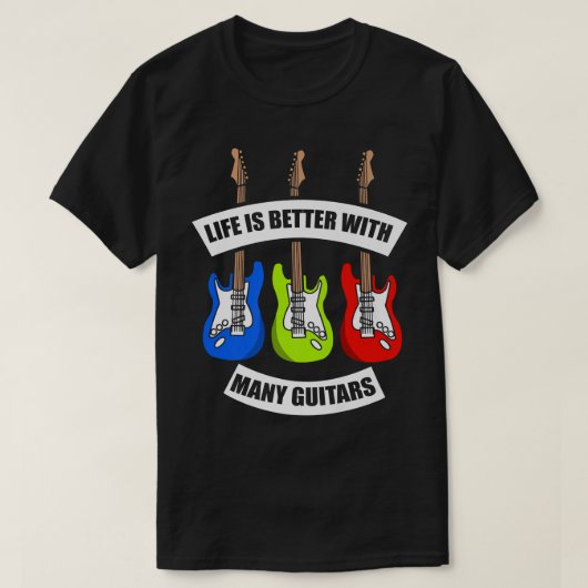 Het leven is beter met veel gitaren780 t-shirt (Design voorkant)