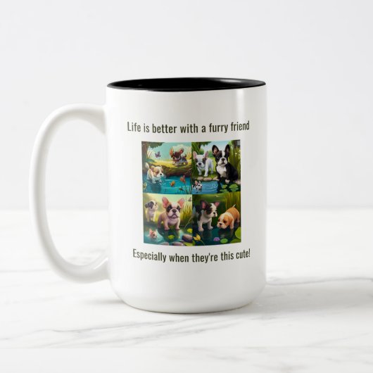 Het leven is beter met vrienden - Puppy Love Tweekleurige Koffiemok (Links)