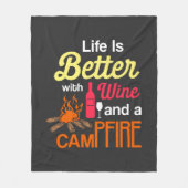 Het leven is beter met wijn en kampvuur fleece deken (Voorkant)