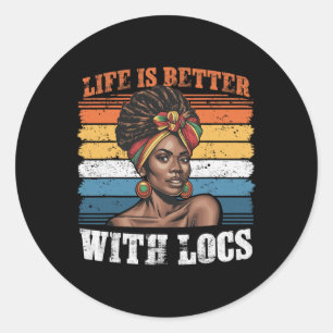 Het leven is beter met zwarte vrouwen Melanin Afri Ronde Sticker