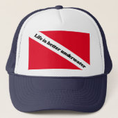 Het leven is beter onder water duiker onder de vla trucker pet (Voorkant)