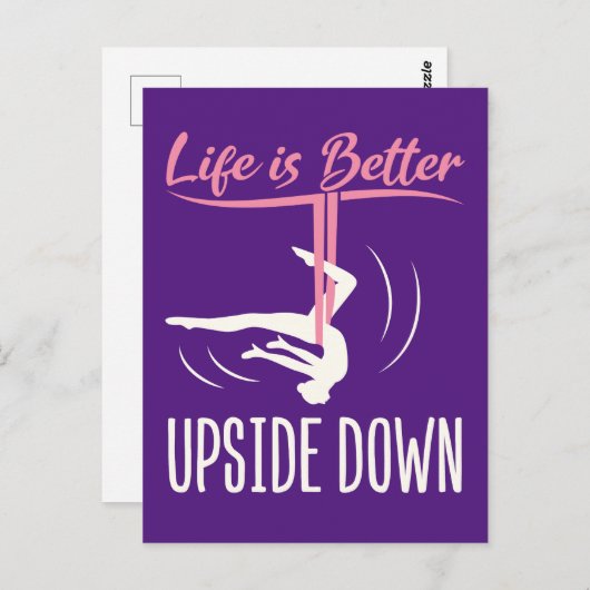 Het leven is beter ondersteboven luchtyoga briefkaart (Voorkant / Achterkant)