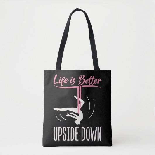 Het leven is beter ondersteboven luchtyoga tote bag (Voorkant)