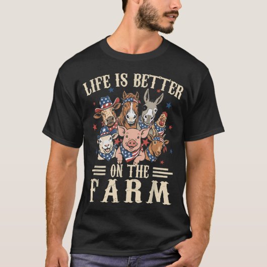 Het Leven Is Beter Op De Boerderij 4 Juli Patriott T-shirt (Voorkant)