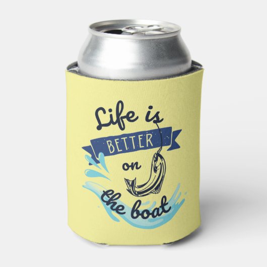 Het leven is beter op de bootstok blikjeskoeler (Blikje Voorkant)