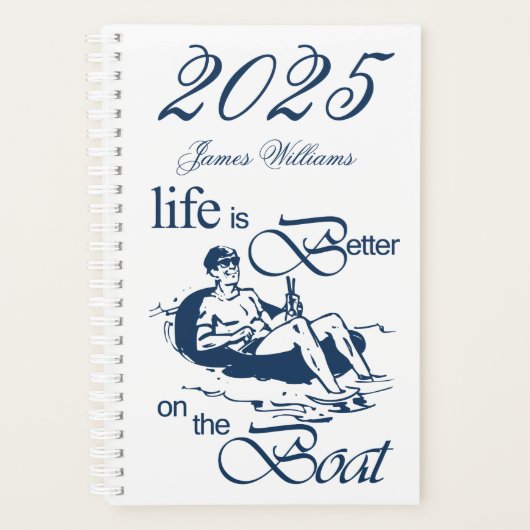 Het leven is beter op de Cartoon Funny Rowboat Planner (Voorkant)