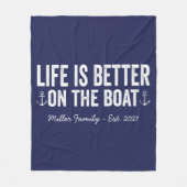 Het leven is beter op de naam van de bootfamilie | fleece deken (Voorkant)