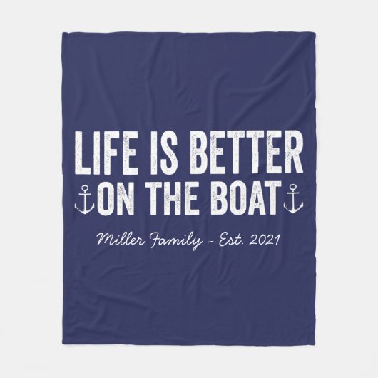 Het leven is beter op de naam van de bootfamilie | fleece deken (Voorkant)