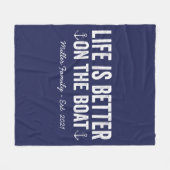 Het leven is beter op de naam van de bootfamilie | fleece deken (Voorkant (Horizontaal))