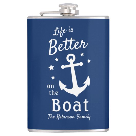 Het leven is beter op de naam van de bootfamilie heupfles (Voorkant)