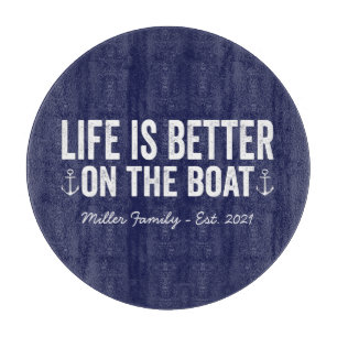 Het leven is beter op de naam van de bootfamilie snijplank