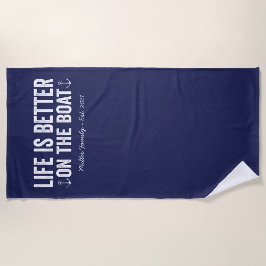 Het leven is beter op de naam van het schip | mari strandlaken (Voorkant)