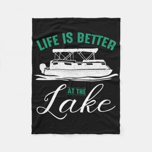 Het Leven Is Beter Op De Pontonboot Van Het Meer G Fleece Deken (Voorkant)