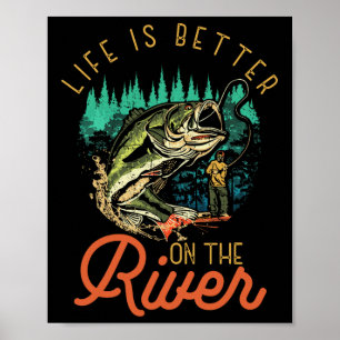 Het leven is beter op de rivier Visvangst Citaten Poster
